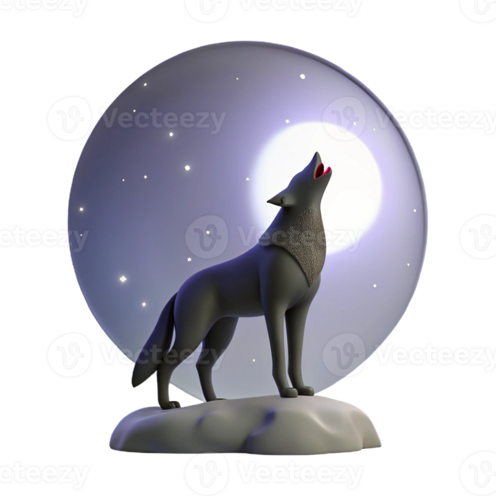 stunning artistic A lone coyote howling at the moon in a desert landscape, silhouetted against a starry sky, minimalist style authentic png