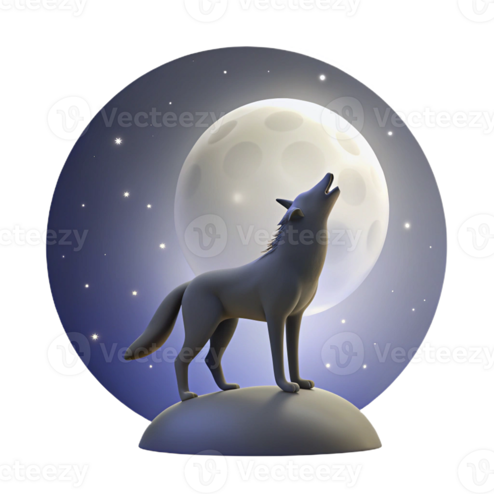 stunning minimalist A lone coyote howling at the moon in a desert landscape, silhouetted against a starry sky, minimalist style professional png