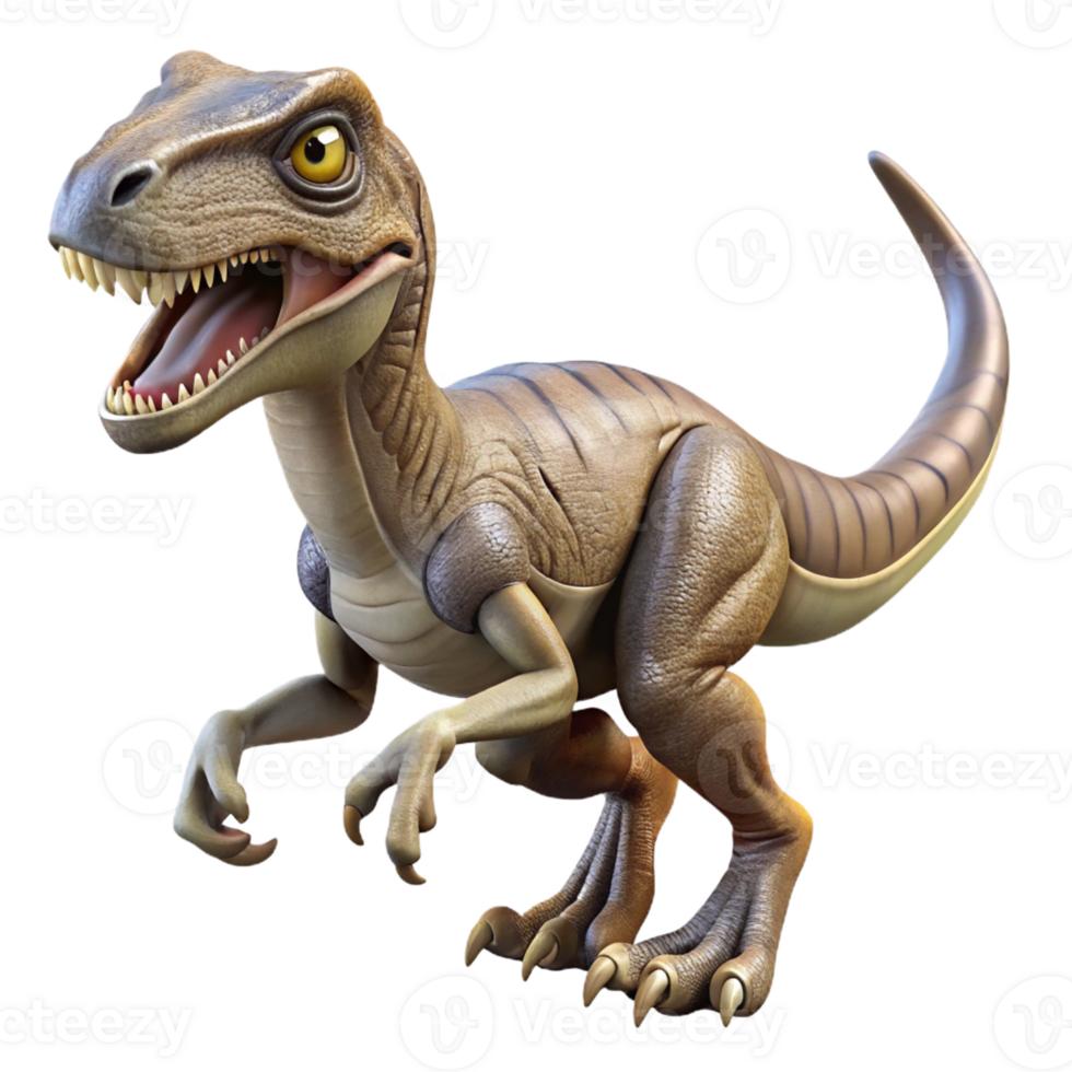 wonderful artistic A fierce velociraptor hunting in a prehistoric jungle, dynamic pose, dramatic lighting, hyperrealistic style detailed png
