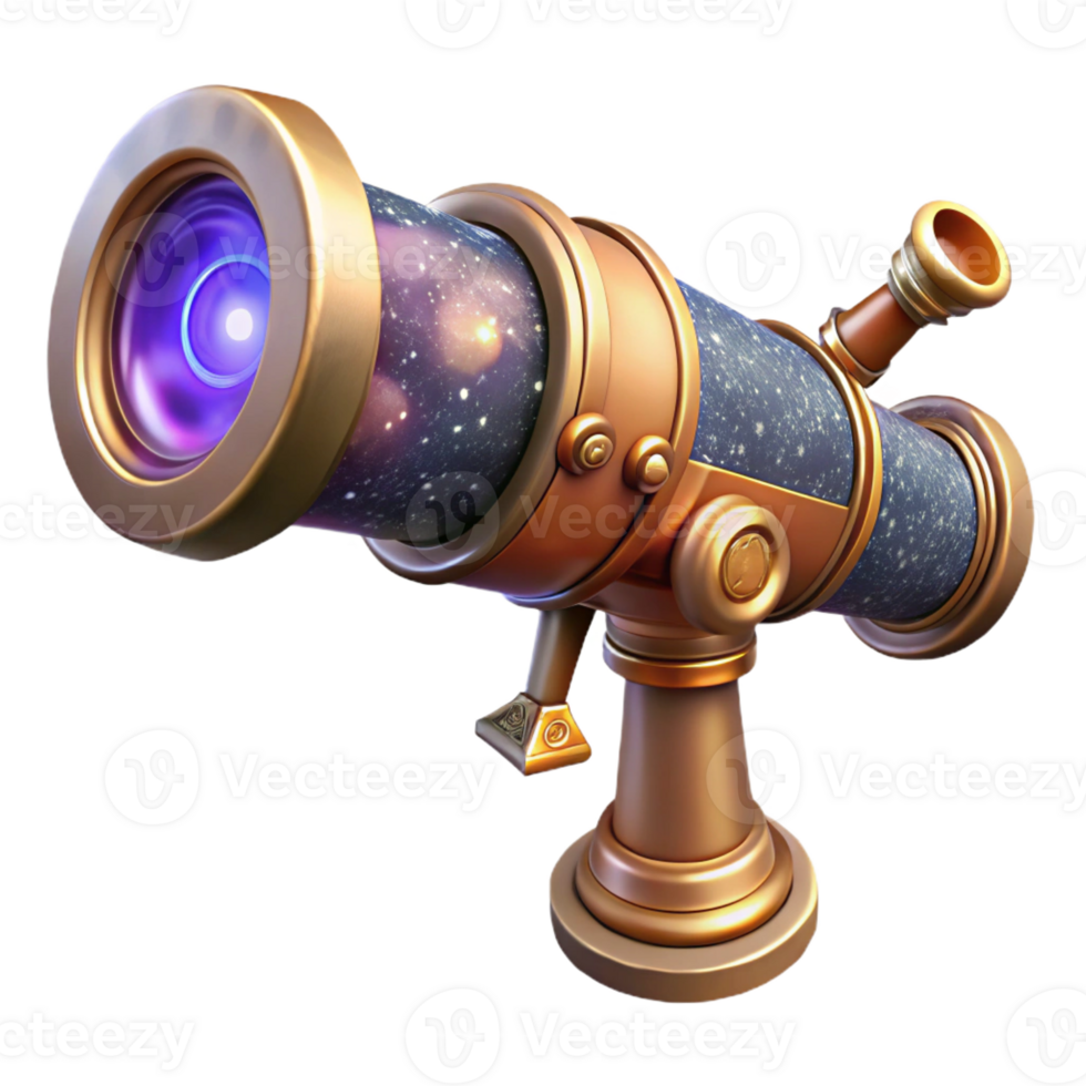 wonderful classic A steampunk telescope pointed towards a nebula, intricate details, cosmic lighting exclusive png