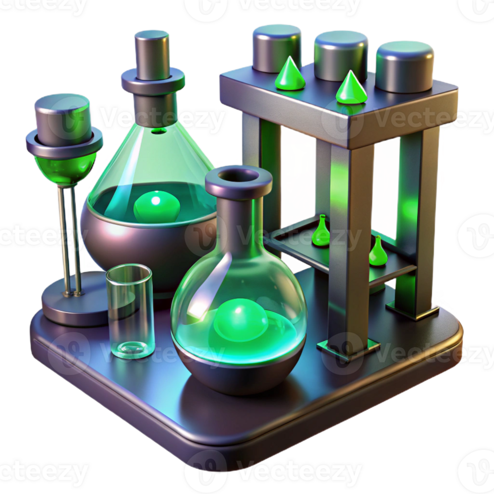 beautiful modern A deserted, futuristic laboratory filled with bubbling vials and flickering holographic displays, casting eerie green shadows. Low-key lighting, surreal style exclusive png