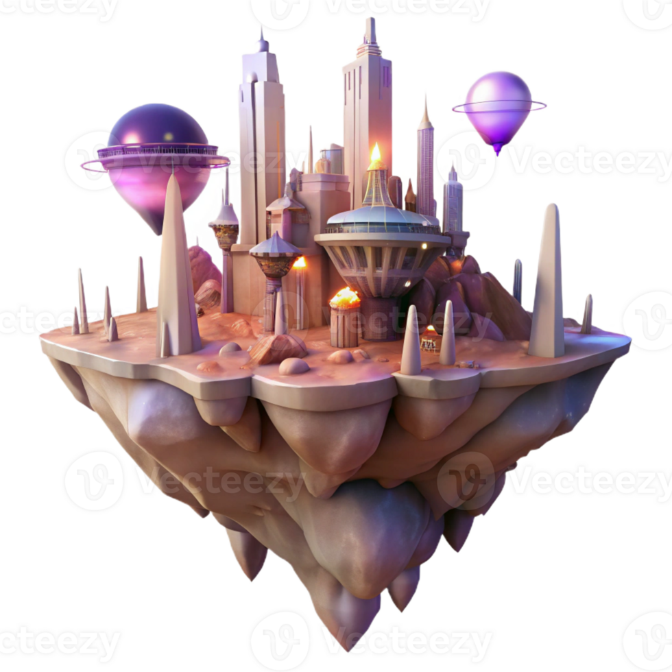 serene artistic A floating city, built amidst towering rock formations on an alien planet, illuminated by the soft glow of a nearby nebula. Ethereal lighting, fantasy art style authentic png
