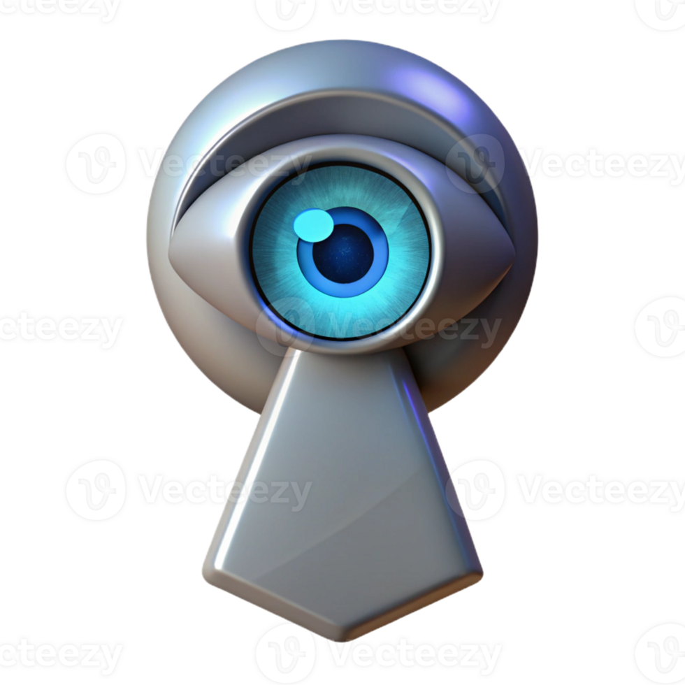 vibrant minimalist A robotic eye peering through a digital keyhole, dramatic chiaroscuro lighting, renaissance style genuine png