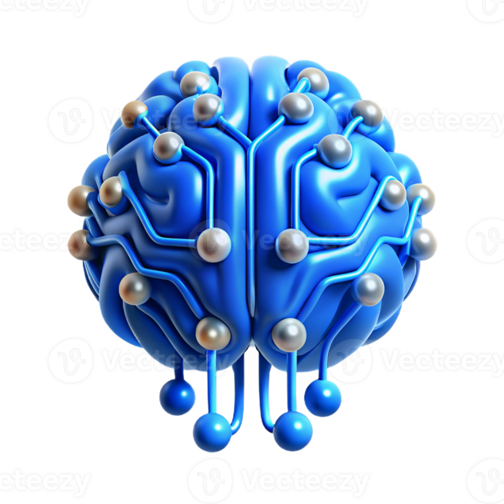 extraordinary traditional A network of interconnected circuit boards forming a human brain, pulsating with electric blue light, biopunk style detailed png