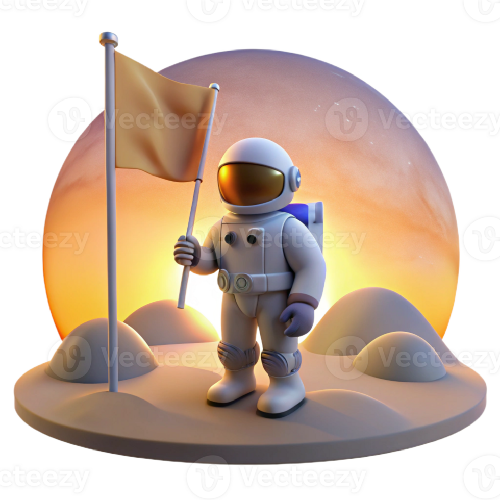 beautiful abstract A lone astronaut, planting a flag on a desolate, alien planet, under a double sunset. Natural lighting, photorealistic style detailed png