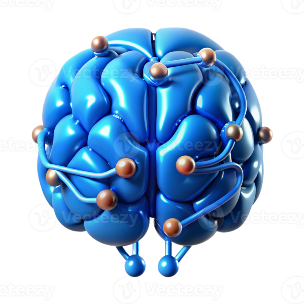 beautiful artistic A network of interconnected circuit boards forming a human brain, pulsating with electric blue light, biopunk style professional png