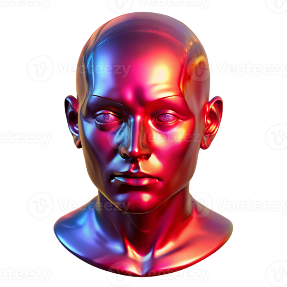 wonderful vintage A holographic projection of a human face glitching and distorting, harsh red light, cyberpunk style high quality png
