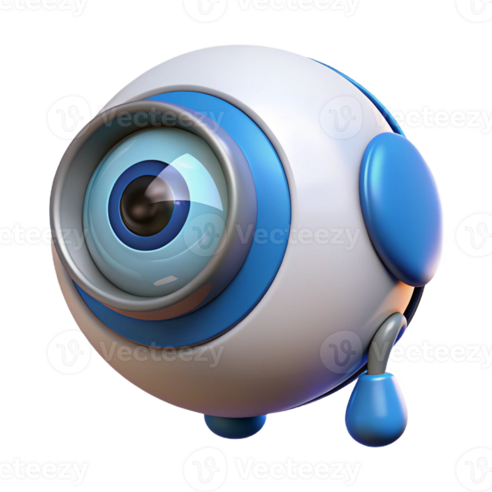 elegant contemporary A close-up of a robotic eye shedding a single tear, soft, blue light, melancholic style genuine png