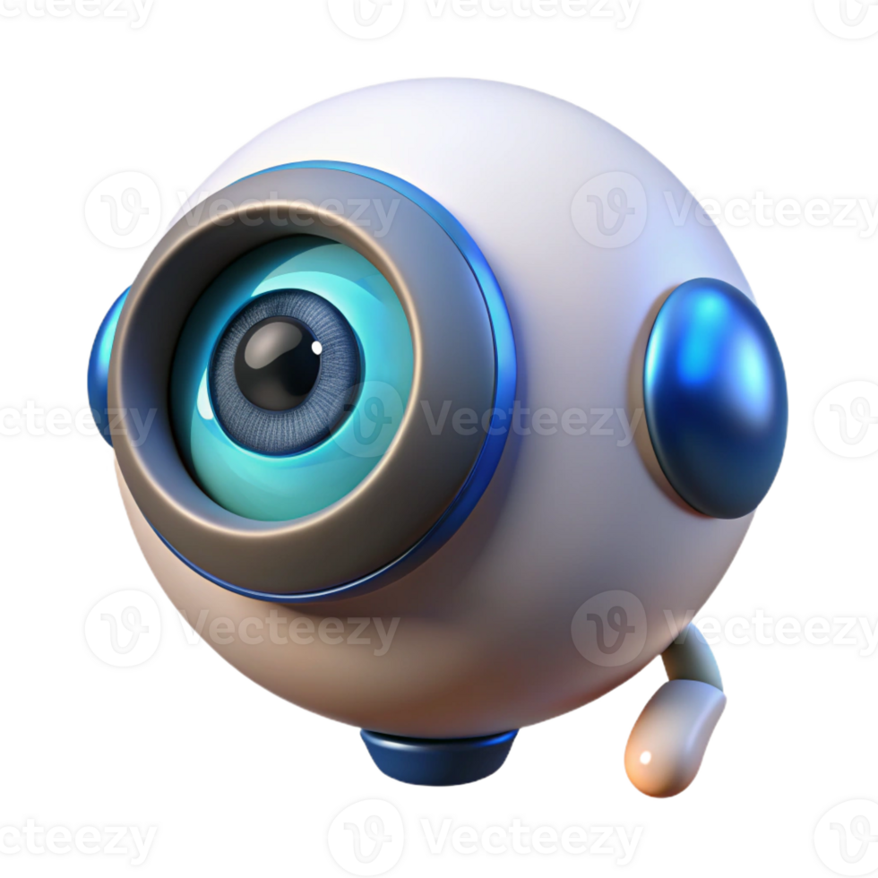 impressive minimalist A close-up of a robotic eye shedding a single tear, soft, blue light, melancholic style high quality png