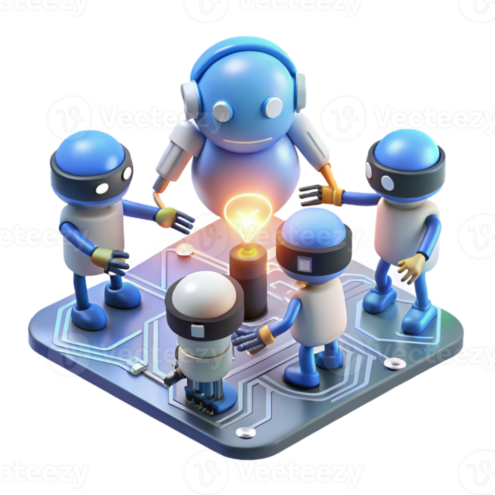 magnificent creative A group of nanobots repairing a damaged circuit board, bright white light, microscopic photography style 4K png
