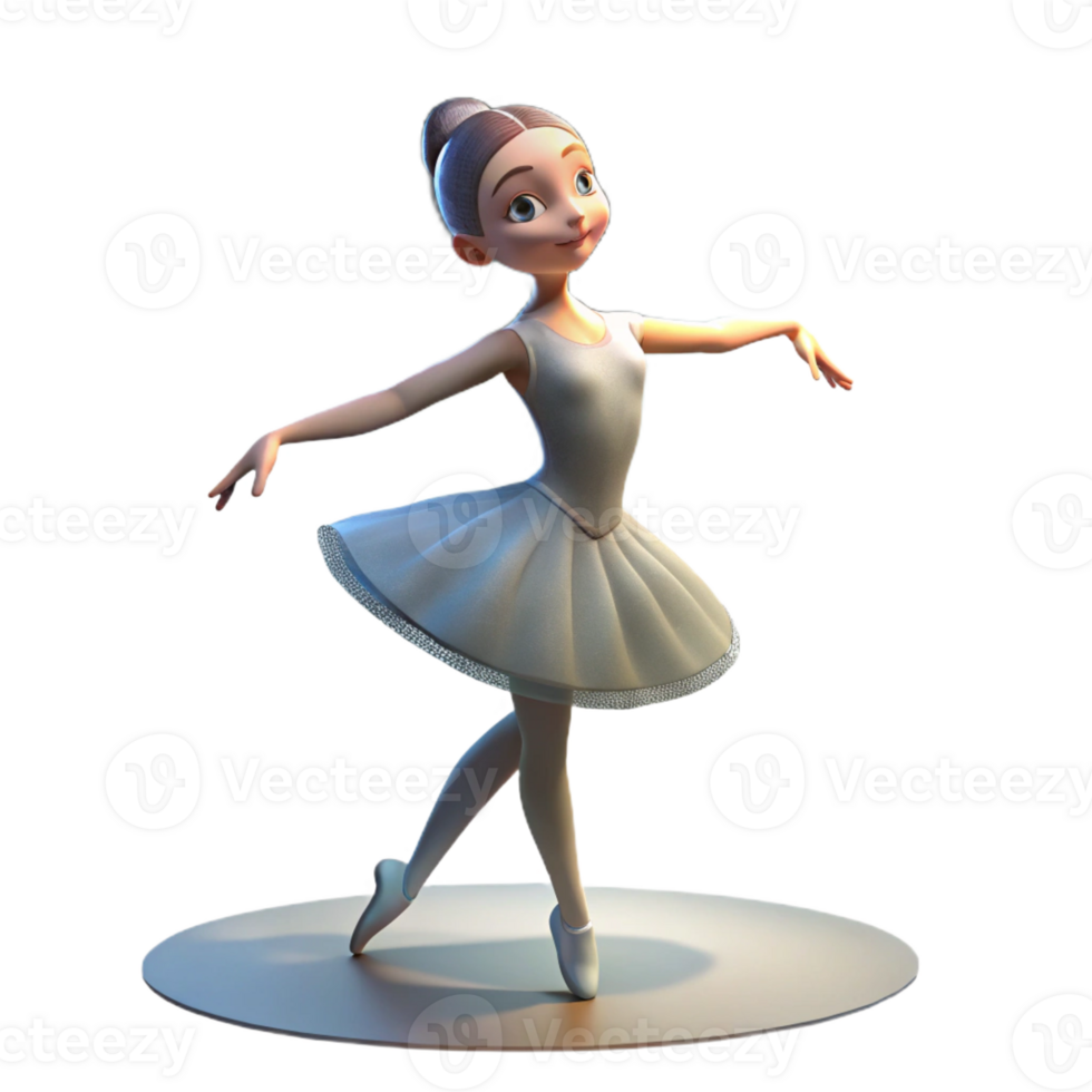 vibrant artistic Portrait of a graceful ballerina with a flowing tutu, pointed toes, and a serene expression, lit by a single spotlight genuine png