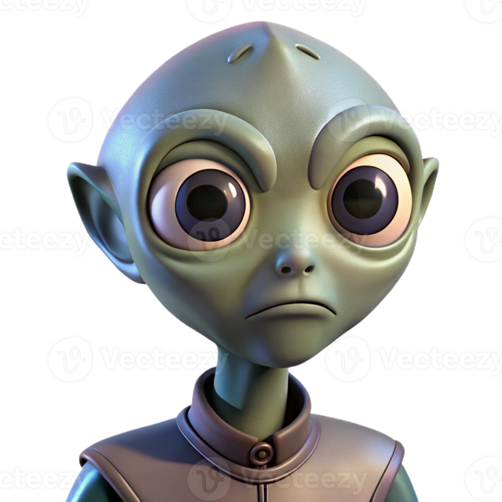 elegant abstract Portrait of a curious alien with large eyes, unusual skin textures, and an inquisitive expression, lit by the glow of a spaceship original png