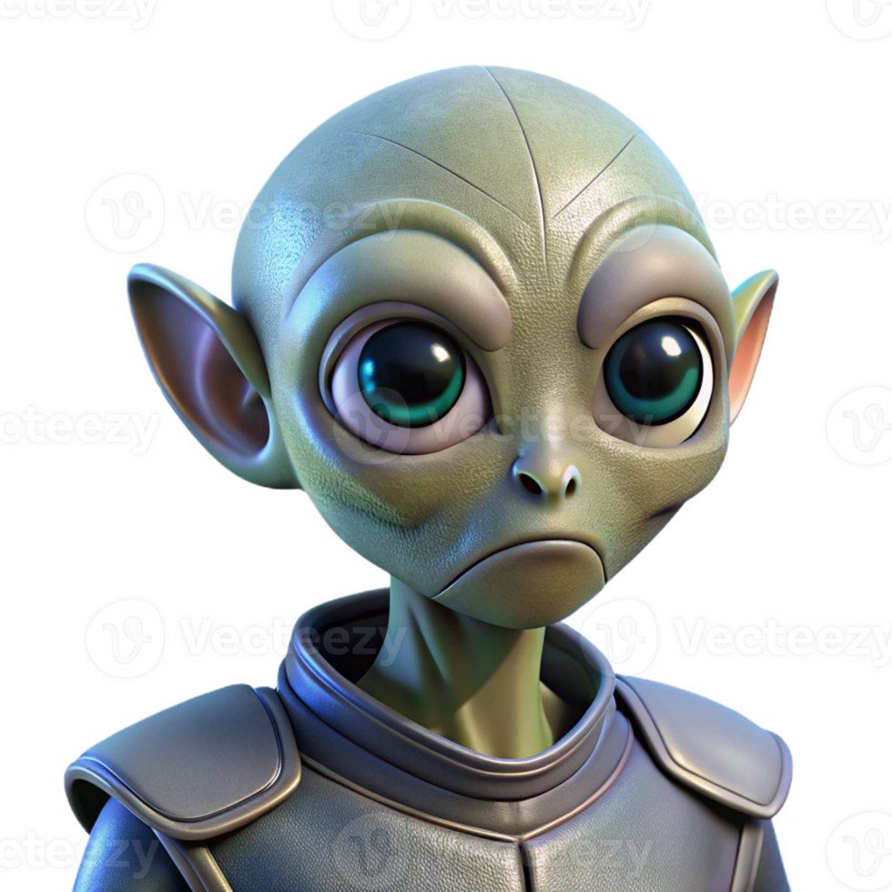 vibrant traditional Portrait of a curious alien with large eyes, unusual skin textures, and an inquisitive expression, lit by the glow of a spaceship high resolution png
