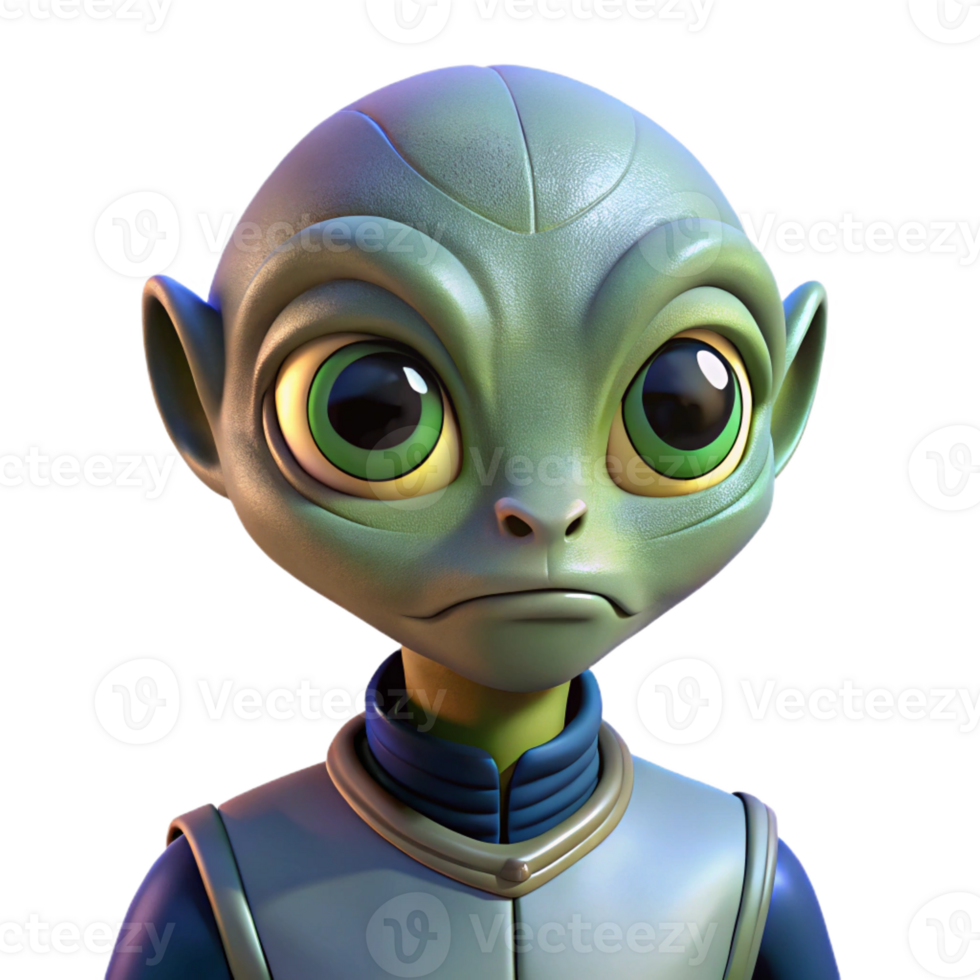 beautiful rustic Portrait of a curious alien with large eyes, unusual skin textures, and an inquisitive expression, lit by the glow of a spaceship original png