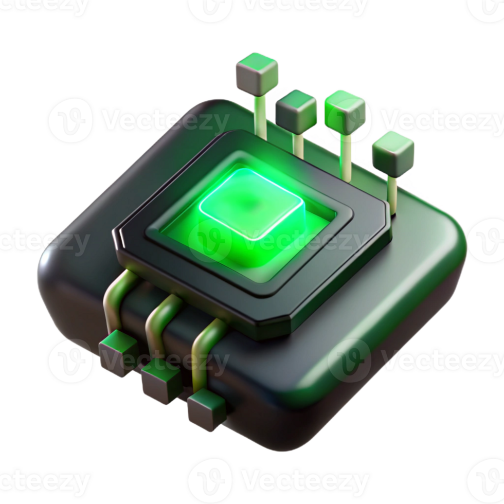 impressive abstract A single, glowing circuit board floating in a dark void, eerie green light, abstract art style 4K png