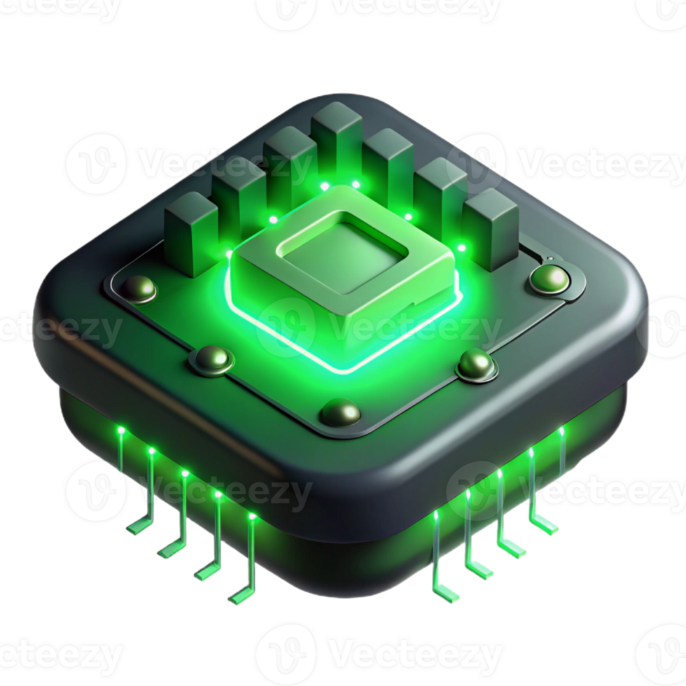 serene traditional A single, glowing circuit board floating in a dark void, eerie green light, abstract art style high resolution png