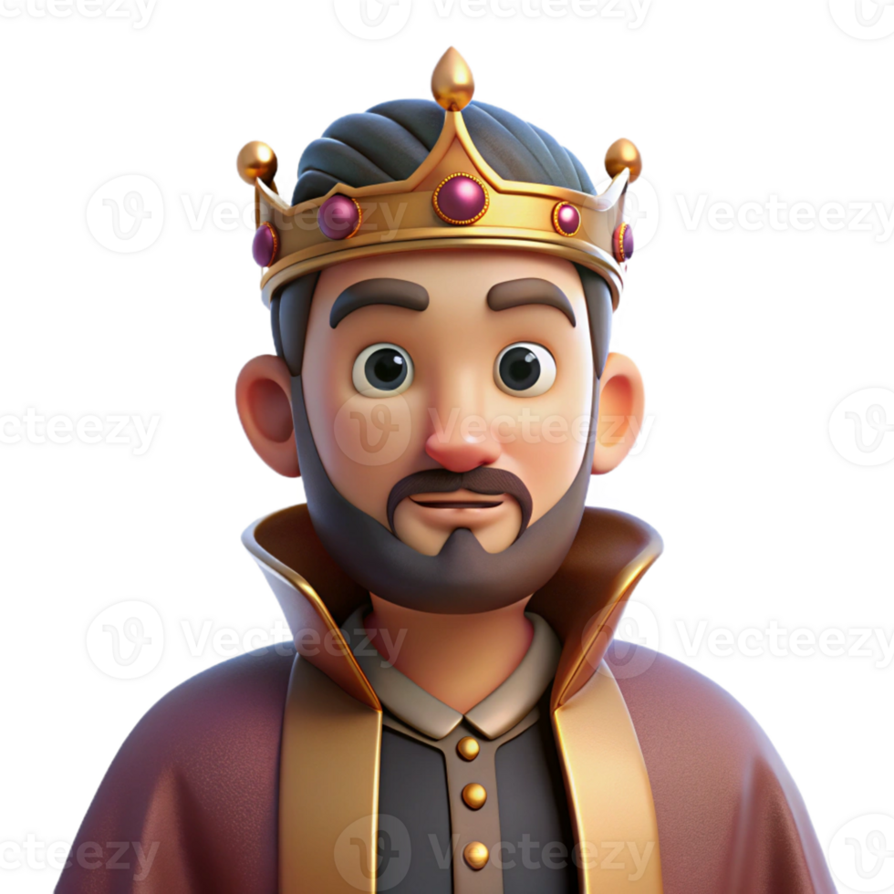 dramatic abstract Portrait of a regal king with a crown, a velvet robe, and a stern expression, lit by candlelight in a castle high quality png