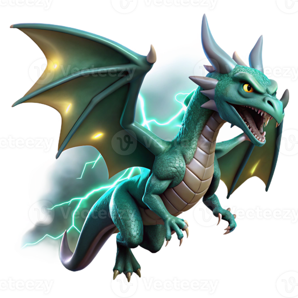 lindo rústico uma feroz Dragão com esmeralda balanças subindo através uma dominado pela tempestade céu, iluminado de pisca do raio. Greg Rutkowski estilo genuíno png