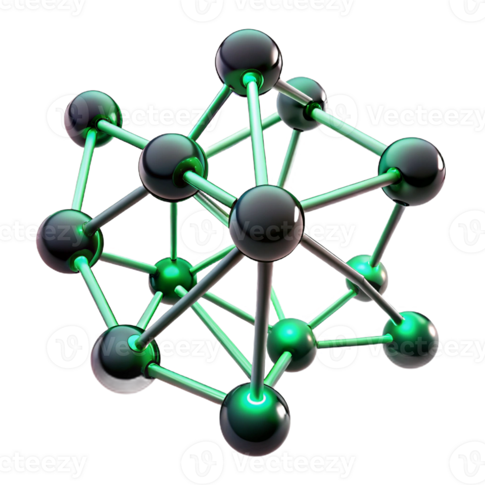 elegant classic A network of interconnected nodes and filaments, glowing with a bioluminescent green, resembling a neural network, under a dark, moody lighting premium png