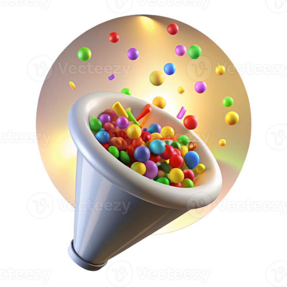 beautiful minimalist A whirlwind of multicolored confetti, swirling in a vortex, lit by a spotlight from above authentic png