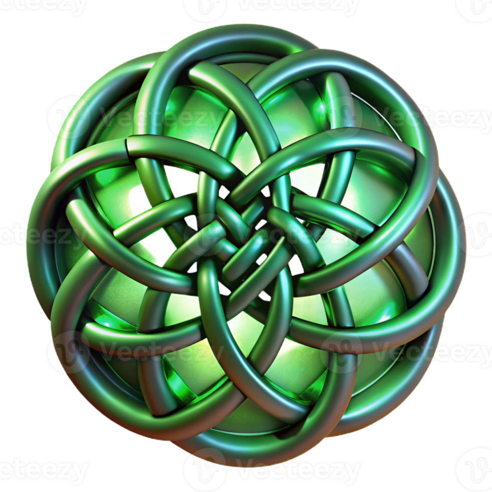 dramatic artistic An intricate pattern of interwoven Celtic knots, glowing with an otherworldly green light, under a dramatic chiaroscuro lighting exclusive png