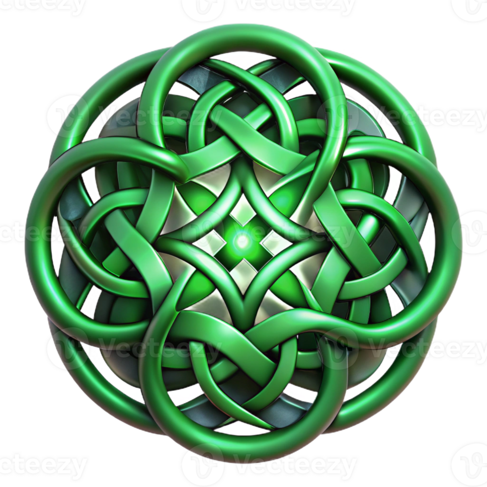 stunning modern An intricate pattern of interwoven Celtic knots, glowing with an otherworldly green light, under a dramatic chiaroscuro lighting genuine png