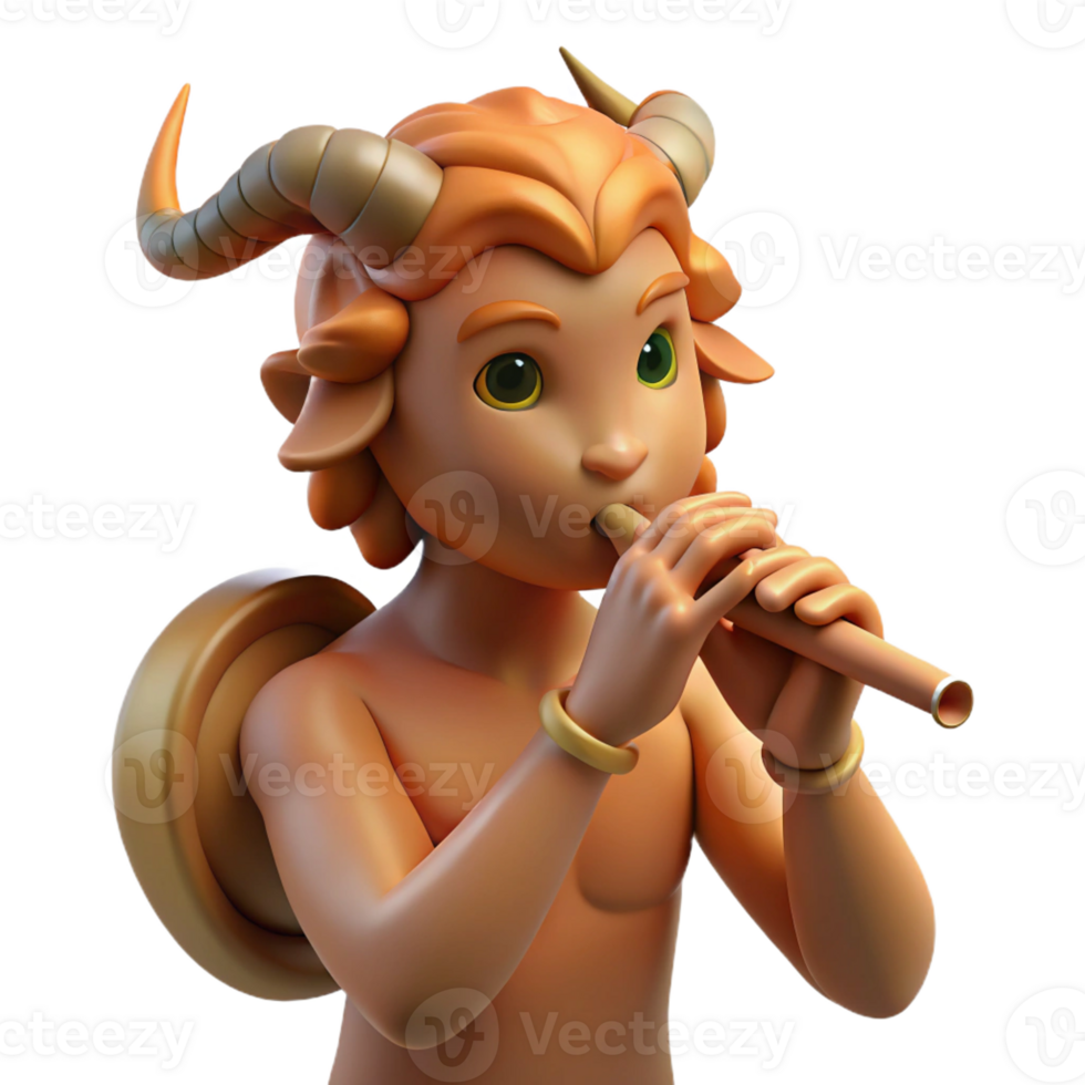 magnificent modern A playful satyr playing a flute in a forest glade, dappled with sunlight. Renaissance style 4K png