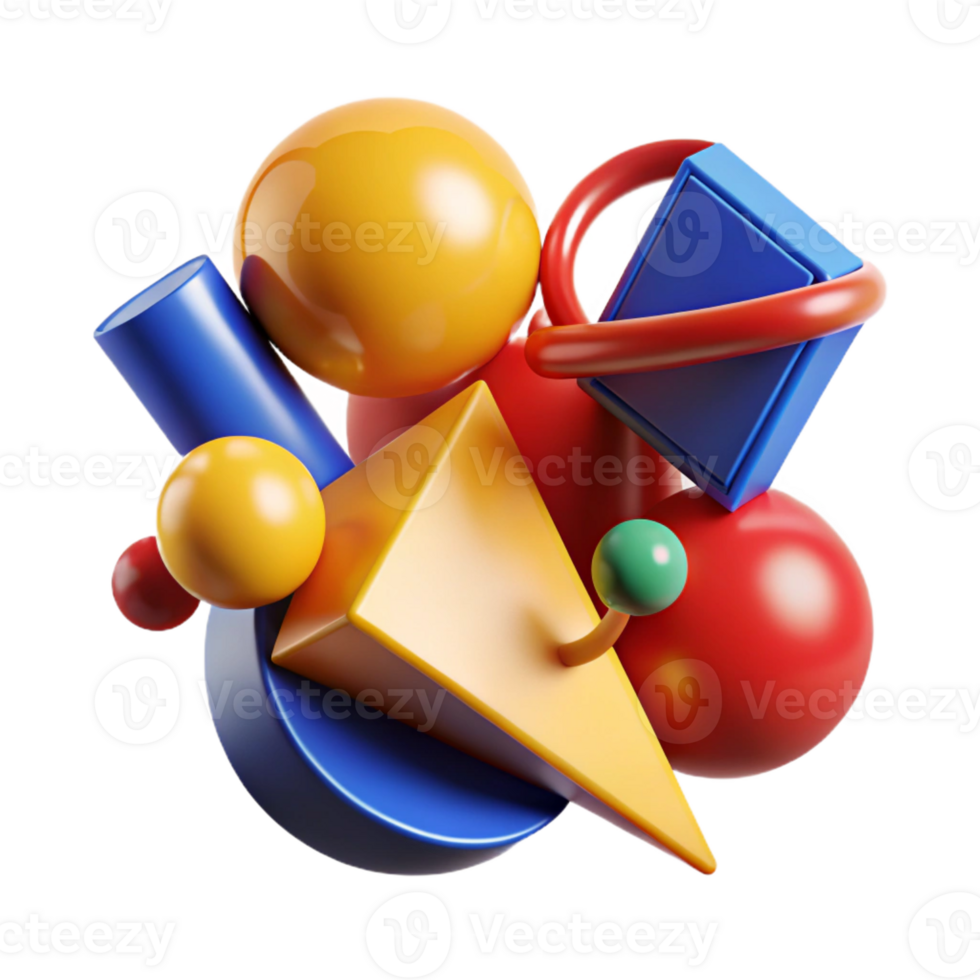 impressive classic A dynamic composition of geometric shapes, in shades of red, yellow, and blue, creating a sense of rhythm and movement high quality png