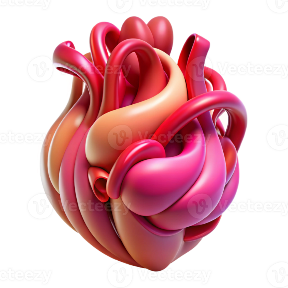 serene minimalist An abstract representation of a human heart, composed of swirling lines and organic shapes, in shades of red and pink, under a warm, ambient lighting exclusive png