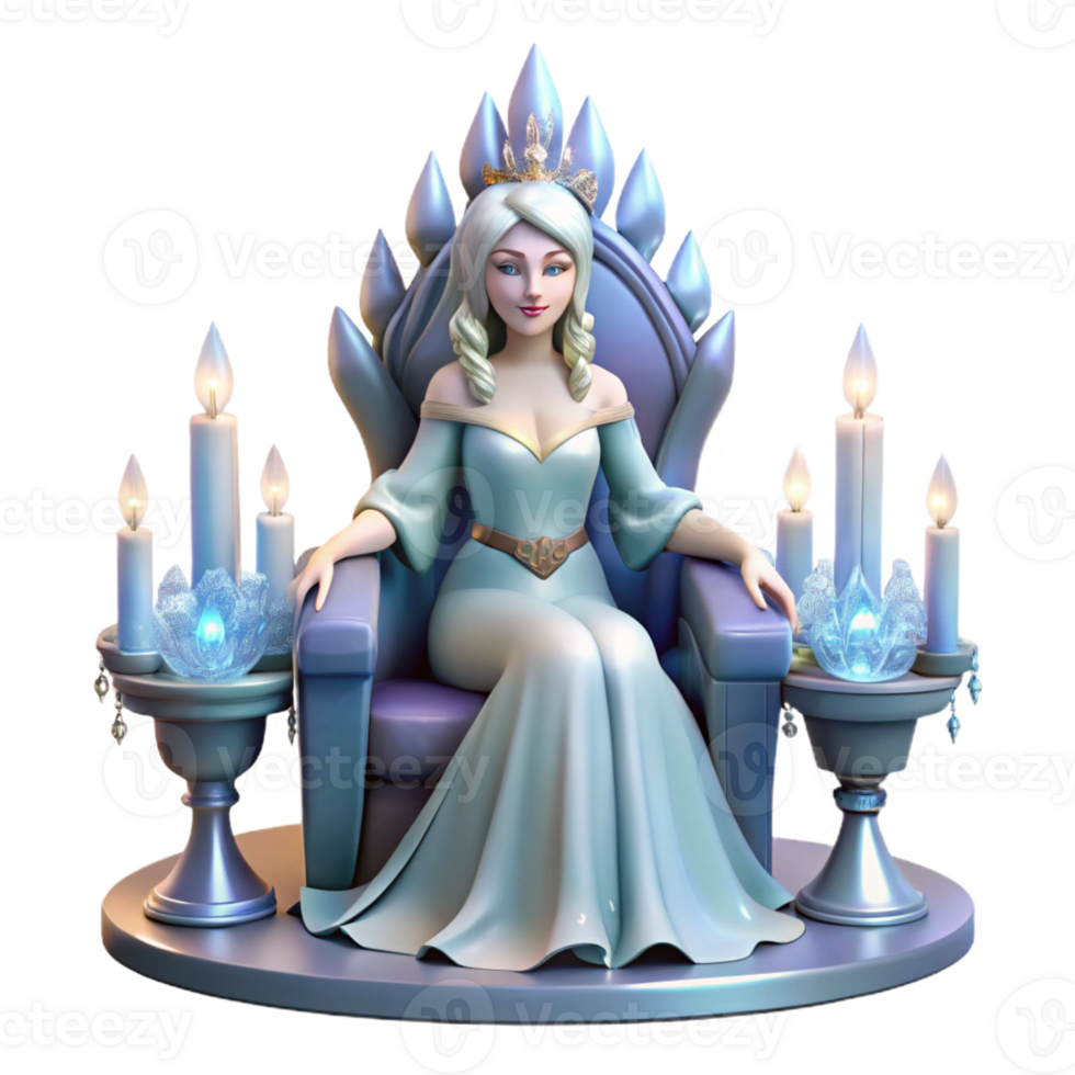 dramatic classic A beautiful elf queen sitting on her throne, lit by crystal chandeliers. Baroque style original png
