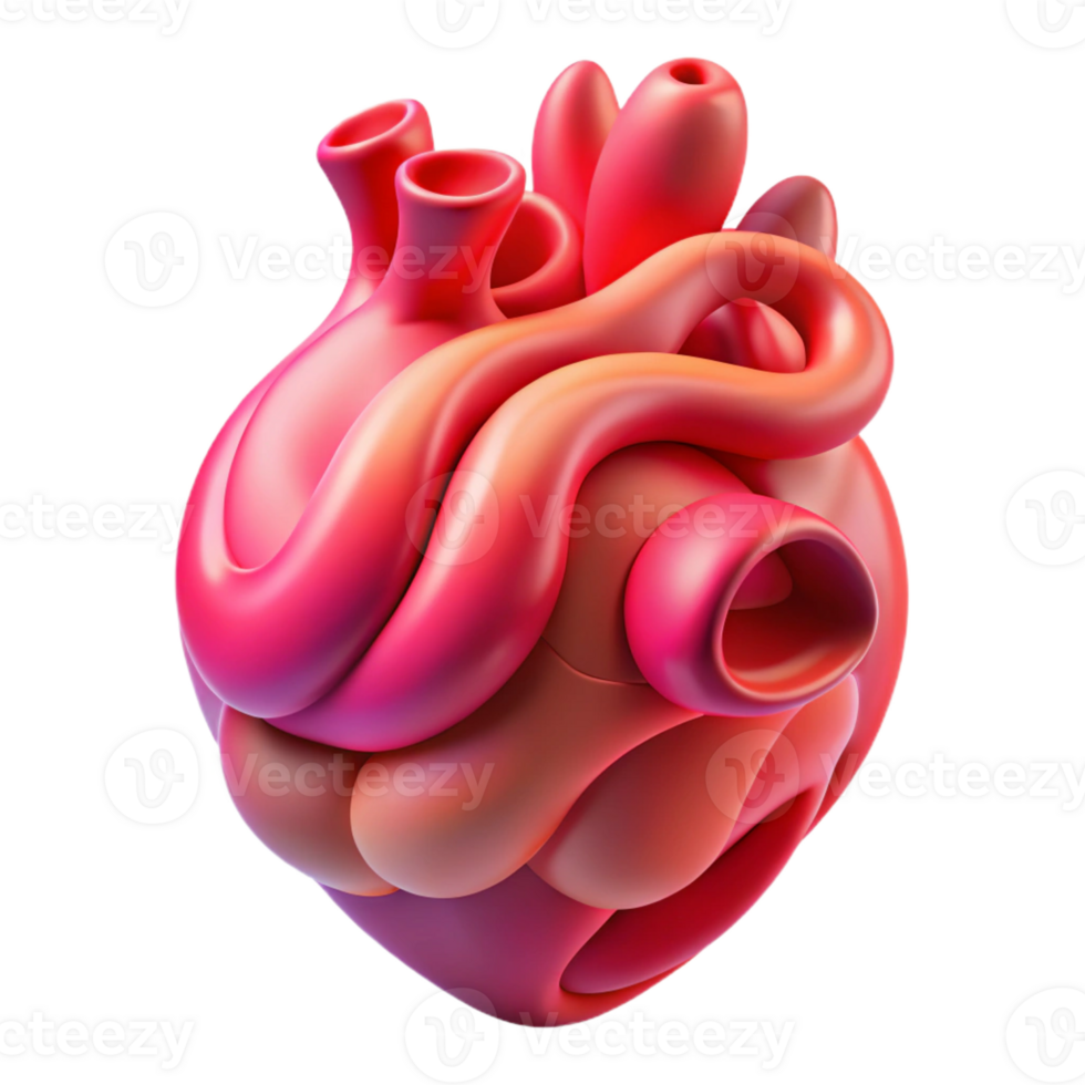 vibrant rustic An abstract representation of a human heart, composed of swirling lines and organic shapes, in shades of red and pink, under a warm, ambient lighting 4K png