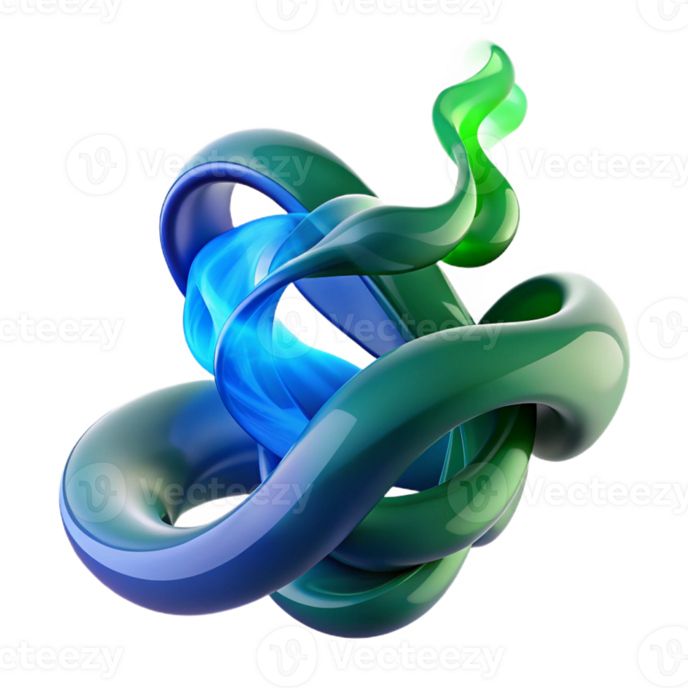 wonderful modern Intertwined ribbons of emerald green and sapphire blue smoke, illuminated by a hidden light source, smooth and flowing high quality png