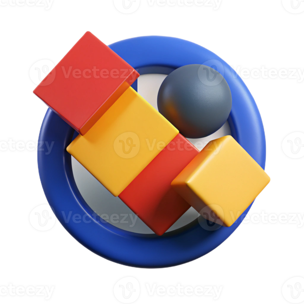 extraordinary creative A dynamic composition of overlapping circles and squares in bold primary colors, high contrast, Bauhaus style original png