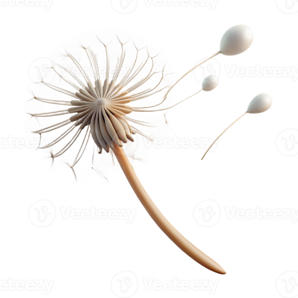 impressive modern A single dandelion seed floating in the wind, soft backlighting, ethereal style premium png