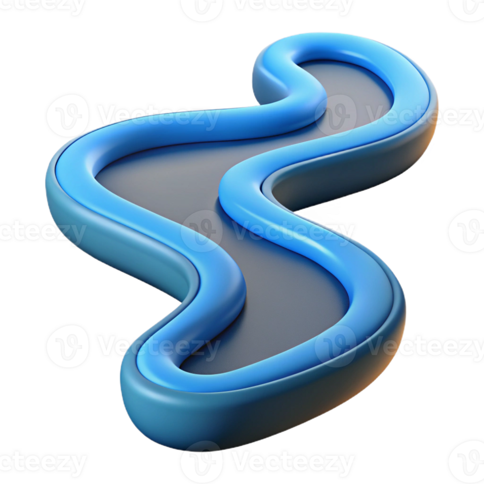 beautiful creative A winding river seen from above, aerial view, abstract style premium png