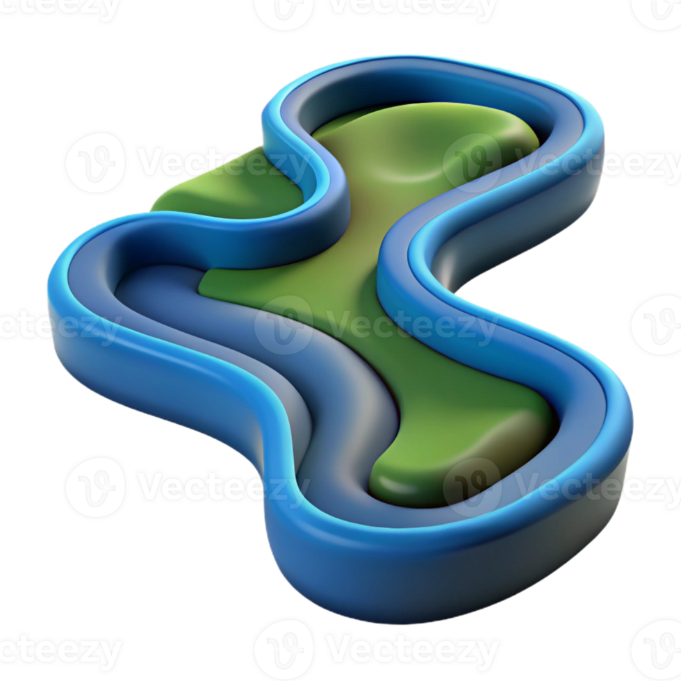 magnificent modern A winding river seen from above, aerial view, abstract style authentic png