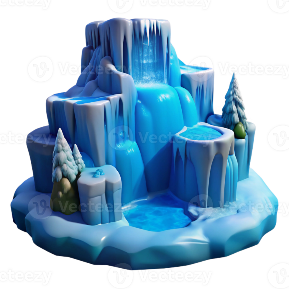 dramatic abstract A frozen waterfall in winter, cold blue lighting, landscape photography style original png