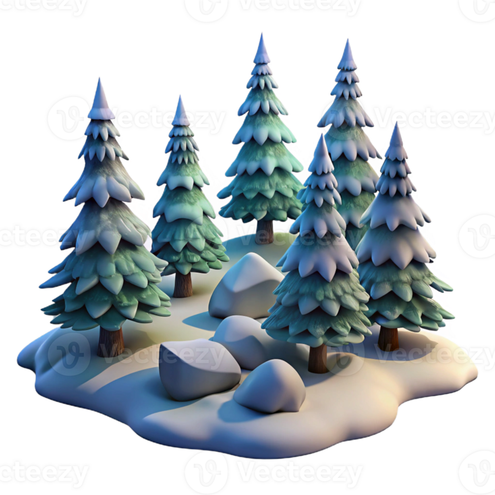 vibrant abstract A snow-covered pine forest, soft winter light, peaceful and serene, painted by Bob Ross exclusive png