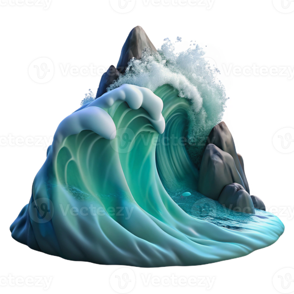 magnificent classic A giant wave crashing against a rocky shore, dramatic lighting and motion blur, hyperrealistic style premium png