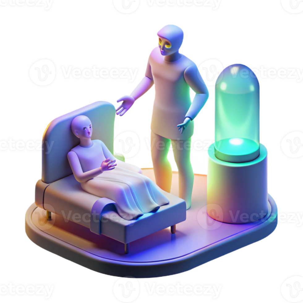 elegant minimalist A holographic projection of a deceased loved one, flickering and glitching, illuminated by the warm light of a bedside lamp, a grieving figure reaching out exclusive png