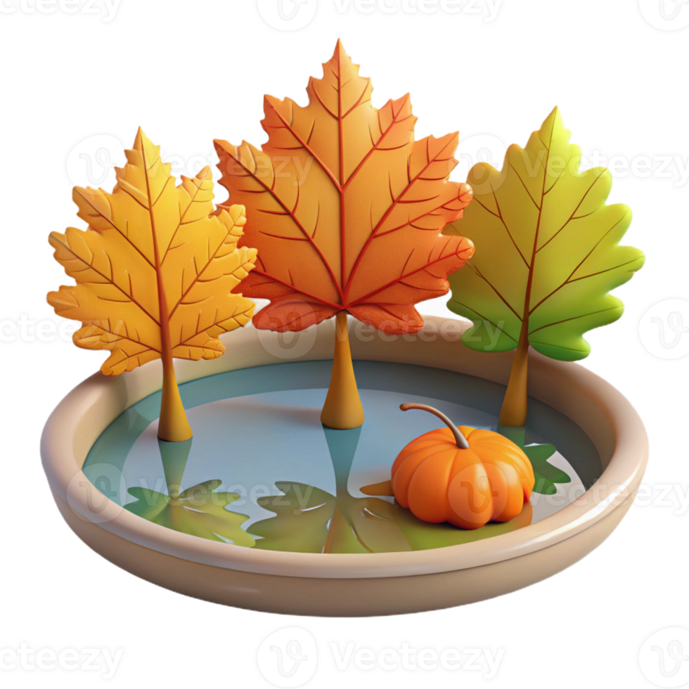 stunning rustic A single autumn leaf floating on a still pond, reflecting the colorful trees, serene and peaceful genuine png
