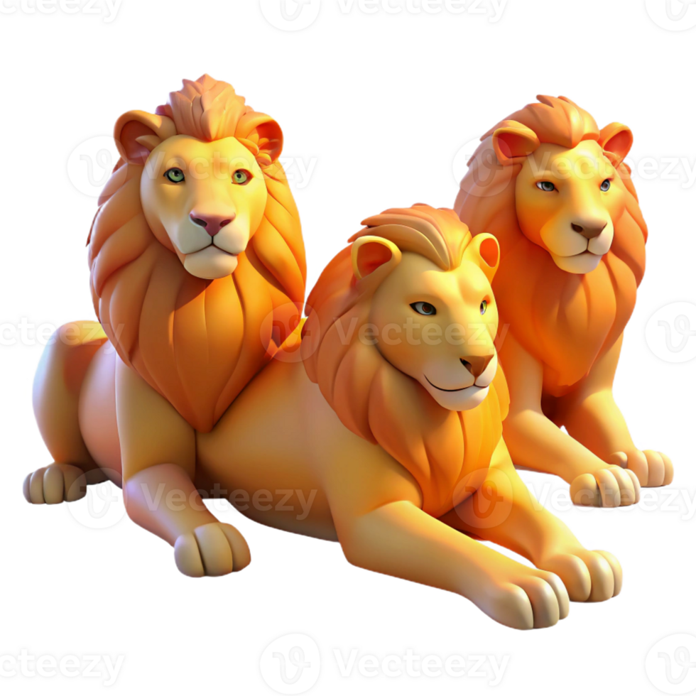 beautiful classic A regal lion pride resting in the savanna, warm golden hour light casting long shadows, photorealistic style premium png