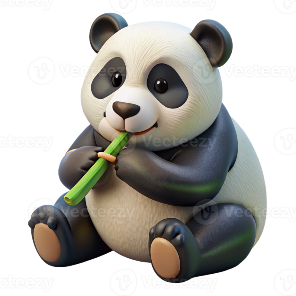 vibrant abstract A giant panda munching on bamboo, soft diffused lighting creating a peaceful atmosphere, watercolor painting style premium png