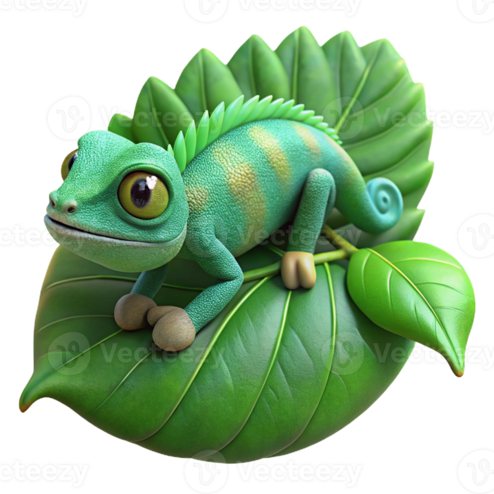 elegant minimalist A chameleon camouflaged against a vibrant leaf, intricate details showcasing its texture, macro photography style detailed png