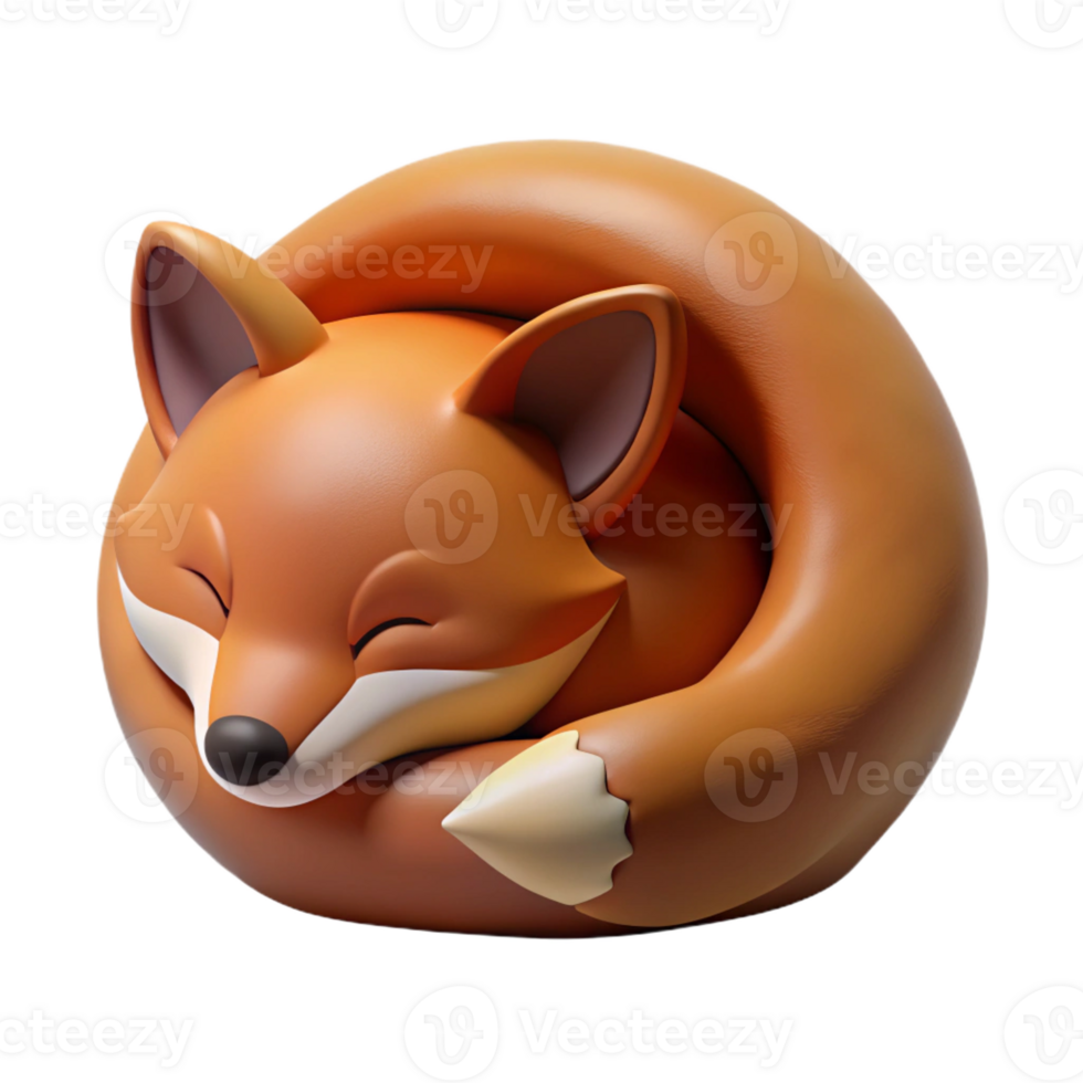 wonderful creative A sleeping fox curled up in a den, warm, earthy tones, cozy and intimate style high resolution png