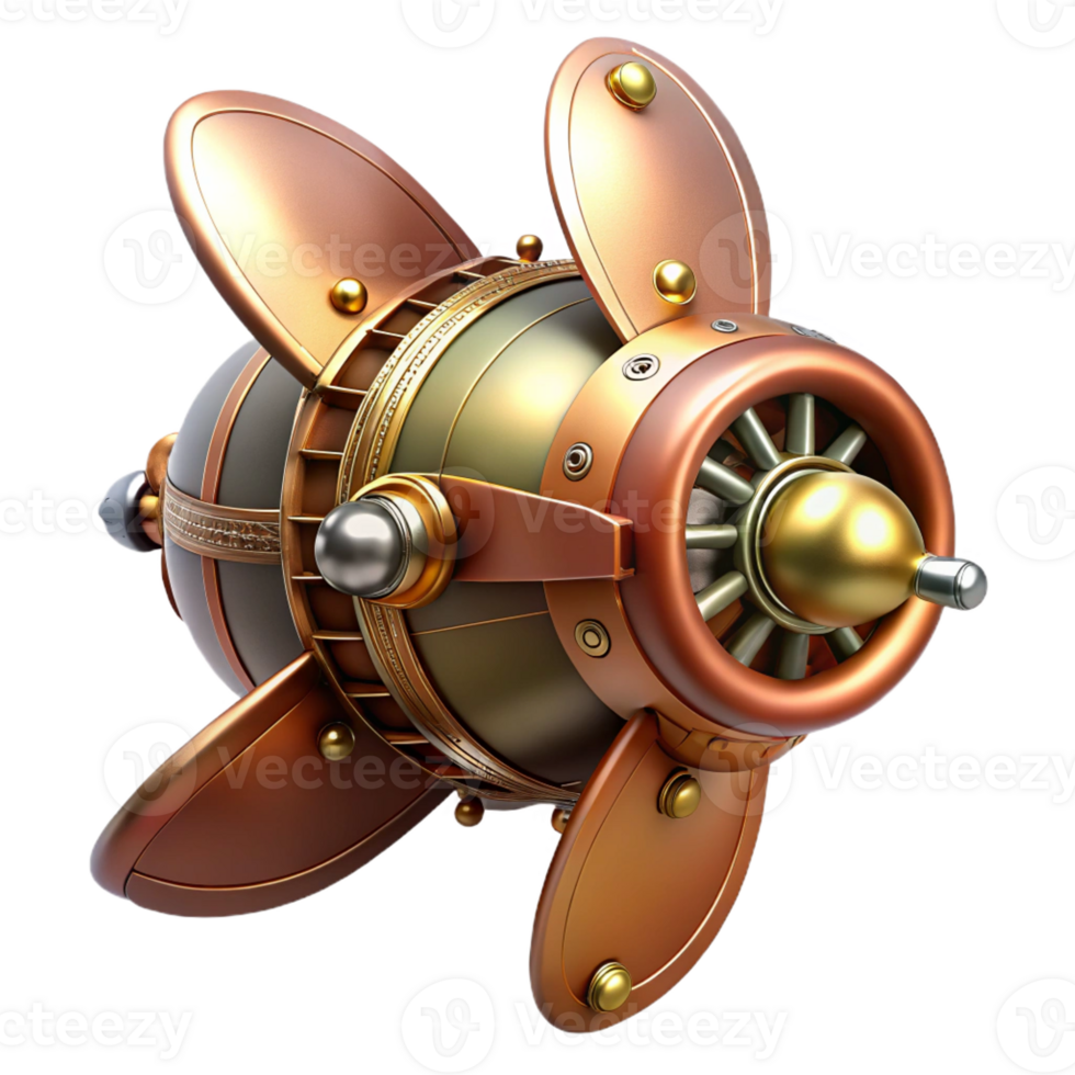 dramatic traditional A highly detailed steampunk airship propeller, intricate brass and copper details, dynamic, motion-blurred lighting high quality png