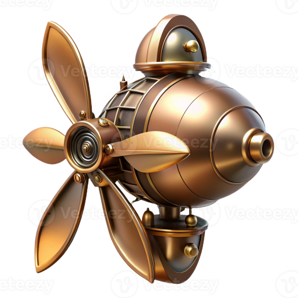 vibrant minimalist A highly detailed steampunk airship propeller, intricate brass and copper details, dynamic, motion-blurred lighting professional png