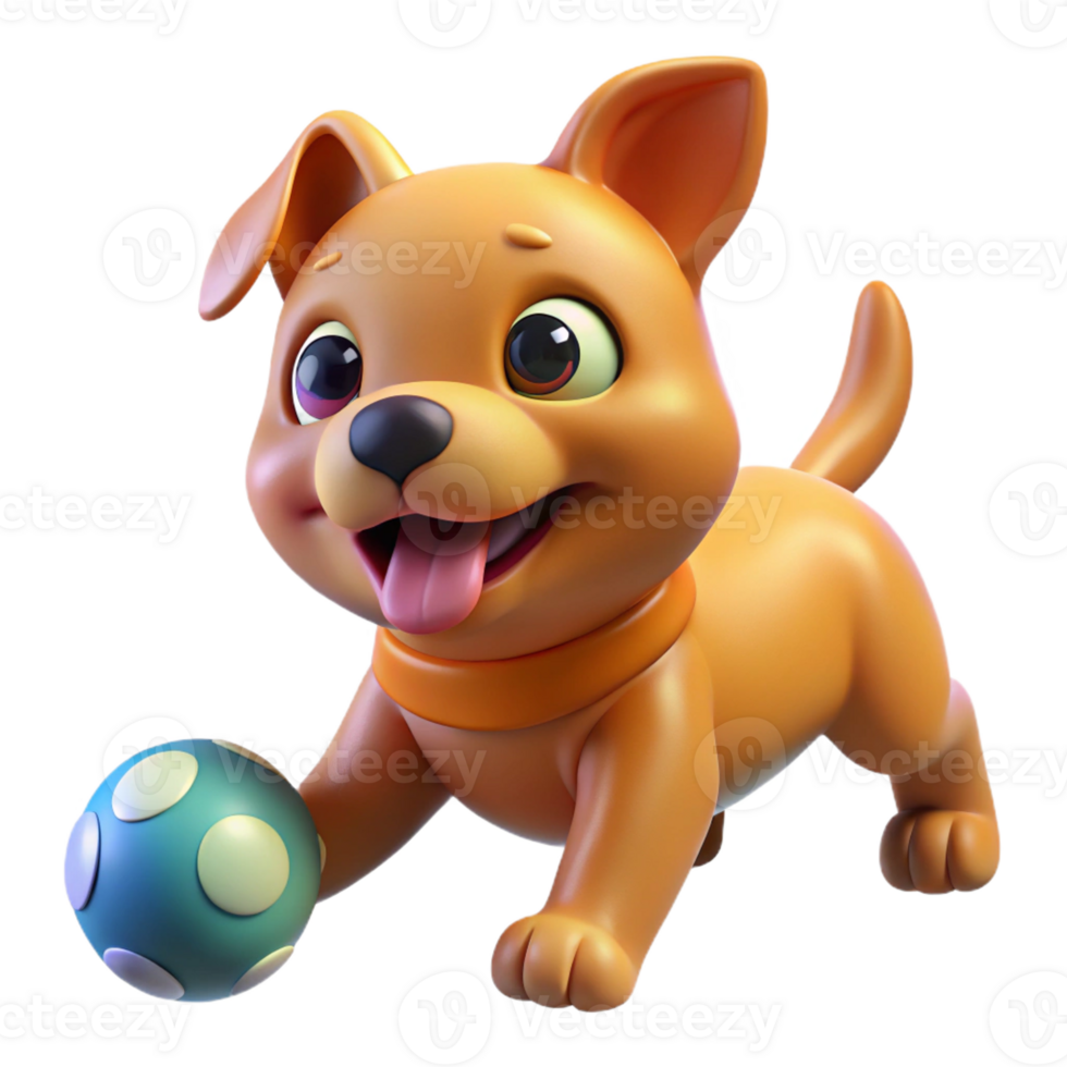extraordinary abstract A playful puppy chasing a ball, bright and cheerful lighting, cartoon style authentic png