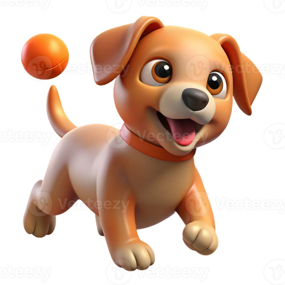 stunning rustic A playful puppy chasing a ball, bright and cheerful lighting, cartoon style exclusive png