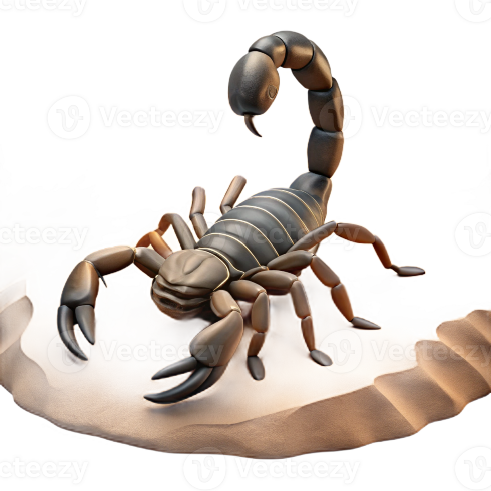 wonderful creative A scorpion in the desert, harsh lighting and sandy texture, realistic digital art exclusive png